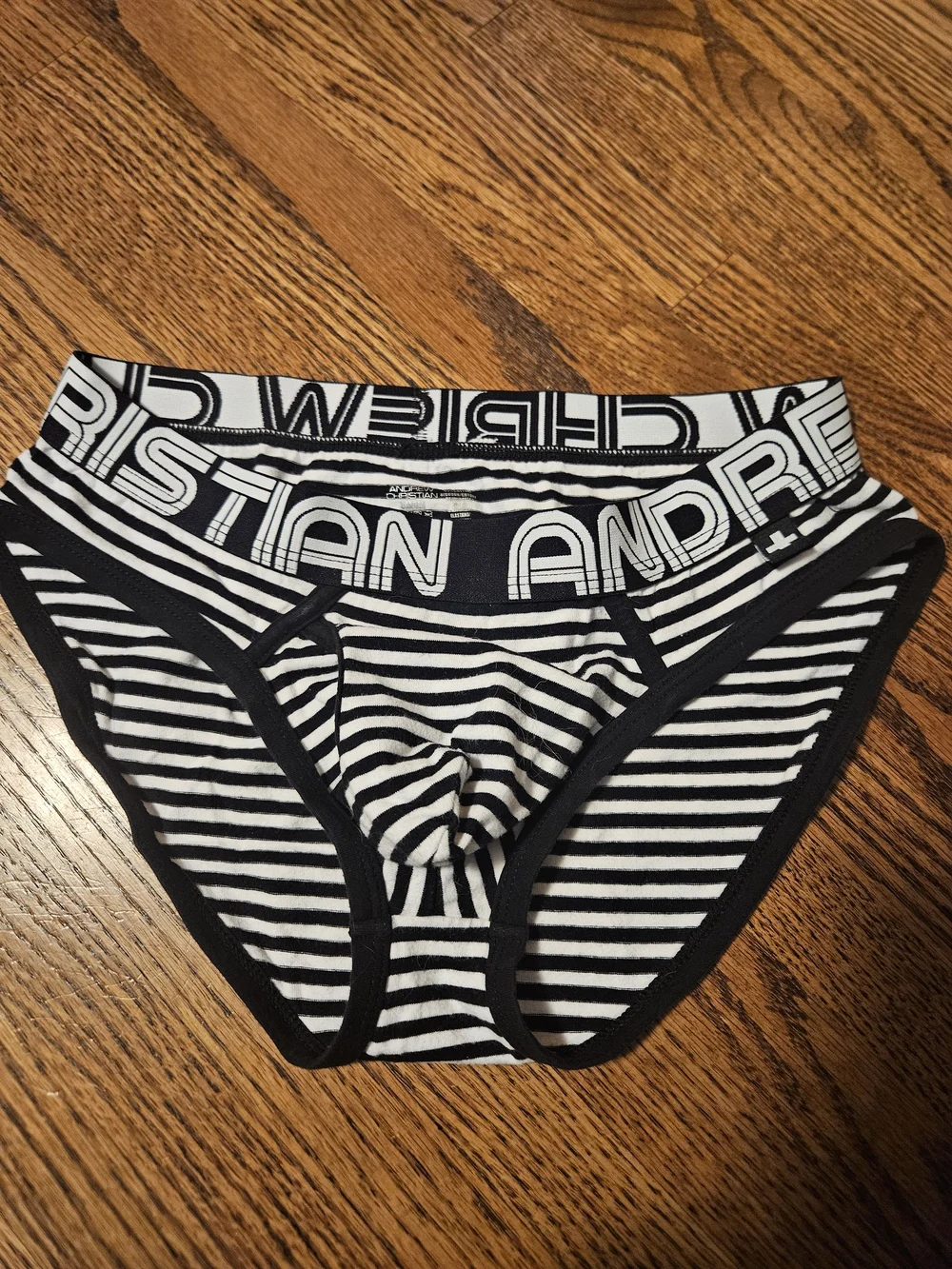 Andrew Christian Black & White Striped Men's Bikini Brief